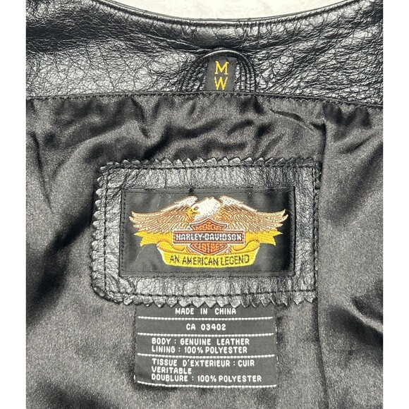 Harley Davidson Women's Leather Black Vest Lace Up Back - Picture 16 of 16